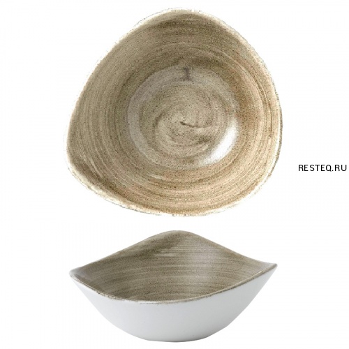 Салатник треугольный 0,37л d18,5см, без борта, Stonecast Patina, цвет Antique Taupe PAATTRB71