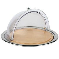 Поднос для сыра d45см h24см, с крышкой Roll-Top, s/s+дерево+п/к 09085APS