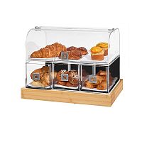 Диспенсер BAKERY для выпечки, 2 уровня, 53х35см h42см, акрил/основание бамбук BD141