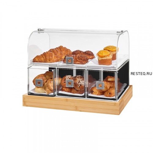 Диспенсер BAKERY для выпечки, 2 уровня, 53х35см h42см, акрил/основание бамбук BD141