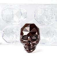 Форма д/шок. 3D "Череп" 96х75мм h100мм, 4 ячейки, 137гр, п/к MA3018