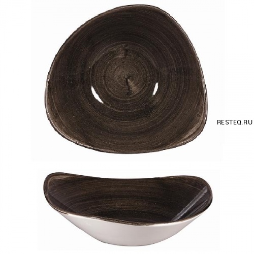 Салатник треугольный 0,60л d23,5см, без борта, Stonecast Patina, цвет Iron Black PAIBTRB91