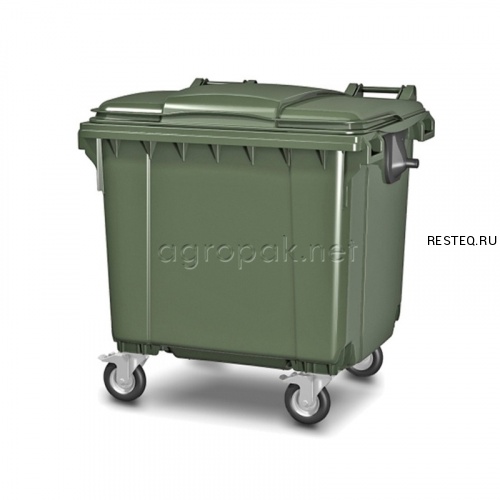 Бак для мусора 1100л, с крышкой, на колесах, п/э, цвет зеленый 22.C19.70 green