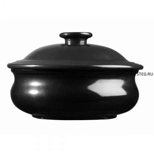 Горшок для запекания 0,43л d14см, керамика, с крышкой, Rustics Simmer, цвет Black ZCBRLSPT1