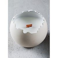 *Подсвечник d12см, с воском, деревянный фитиль, цвет бежевый CAN_01_12_25