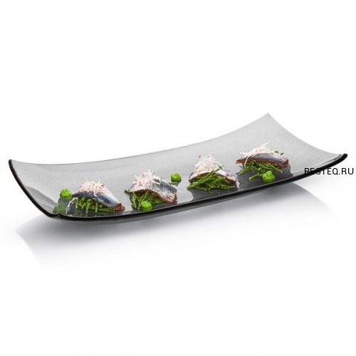 Набор емкостей для закусок Serveware 47х23см, 3шт., стекло, цвет дымчатый GLS019