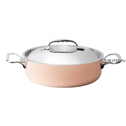 Кастрюля медная 4,9л d28см h9,2см, с крышкой и ручками из нержавеющей стали 6441.28