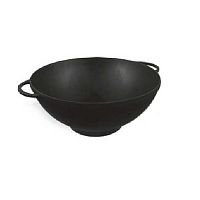 Сковорода чугунная WOK d30см h9см, с двумя ручками, черная Ч30090