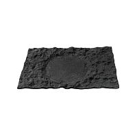 Блюдо сервировочное стеклянное «Луна» черное 29х18см, Crater XGLAS-402