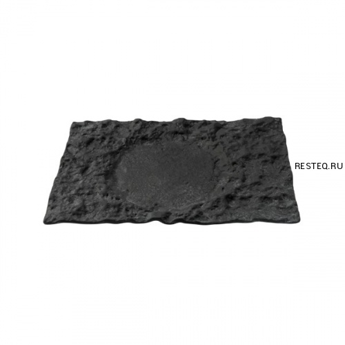 Блюдо сервировочное стеклянное «Луна» черное 29х18см, Crater XGLAS-402
