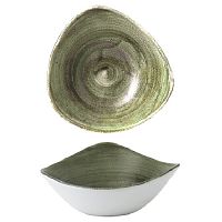 Салатник треугольный 0,37л d18,5см, без борта, Stonecast Patina, цвет Burnished Green PABGTRB71