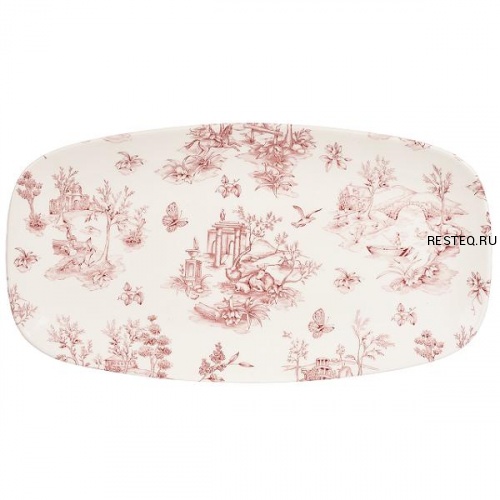 Блюдо прямоугольное CHEFS 35,5х18,9см, без борта, Vintage Prints, цвет Cranberry Toile TOCXO141