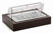 Поднос для пакетированного джема/масла, с крышкой Roll-top, с хладогеном, на дерев. основании венге