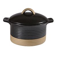 Кокотница 0,56л d15,9см h7см, с ручками и крышкой, керамика, Igneous Black ZCBKIGC21