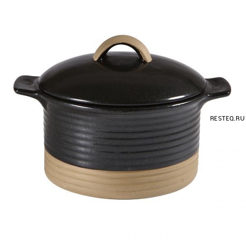 Кокотница 0,56л d15,9см h7см, с ручками и крышкой, керамика, Igneous Black ZCBKIGC21
