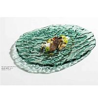 Блюдо овальное презентационное стеклянное «Море» зеленое 28х25см, Mar-Green XGLAS-2825V